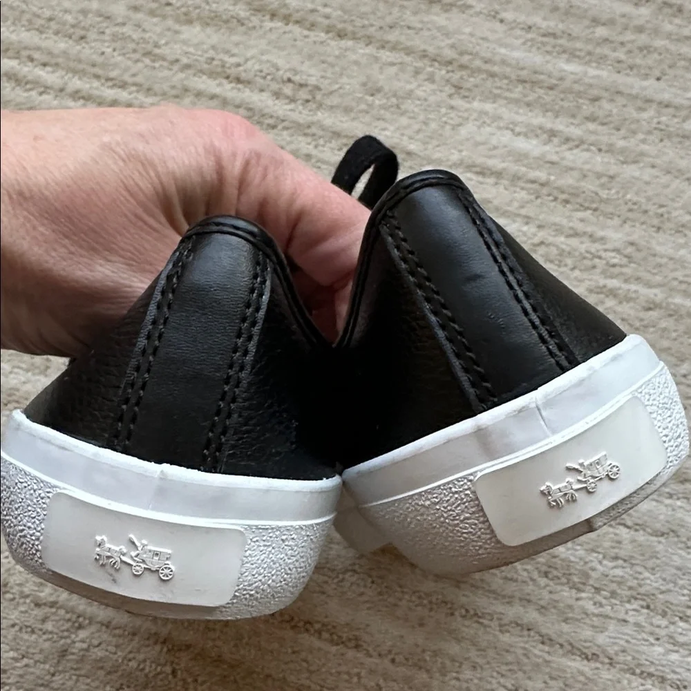 NWOB COACH Empire Zip Lace-Up Sneakers Leather Black Size 6.5
